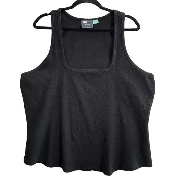 Anthropologie MAEVE Women Rib Tank Sz 3X Black Square Neck Casual Summer 33-7 - Picture 1 of 7